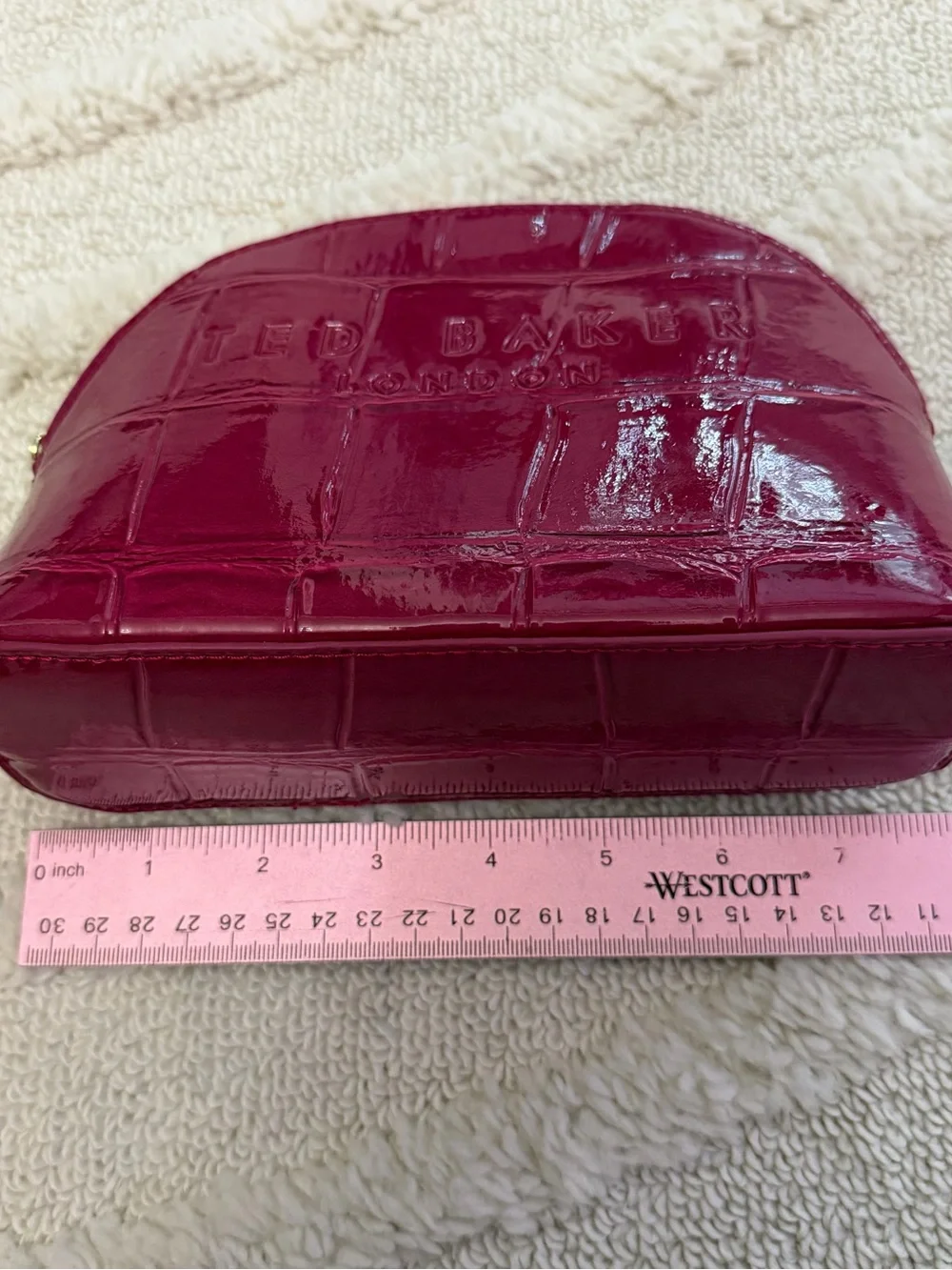 Ted Baker Pink Croc-Embossed Cosmetic Makeup Bag